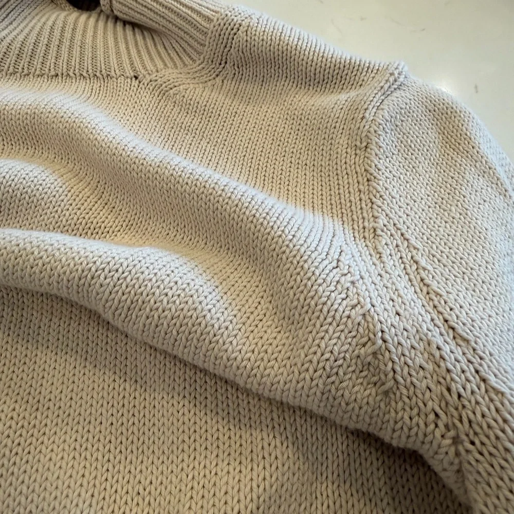 J. Crew Cream Turtleneck Rolled Hemline Sweater / Cotton / xsmall